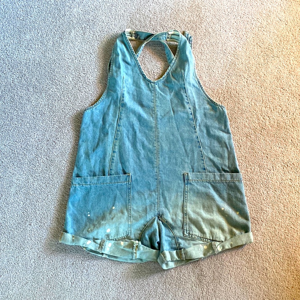 We The Free Light Blue Denim Romper